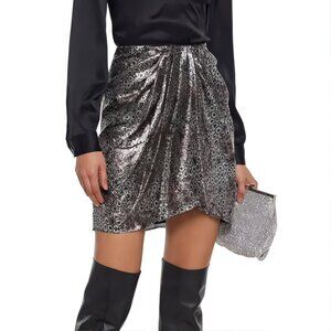 EUC Isabel Marant Paris draped silk-blend lamé-jacquard mini skirt